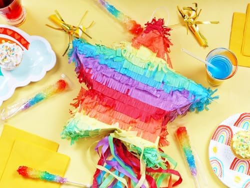 Rainbow Rock Candy - Colorful Rock Candy Sticks Individually Wrapped Extra Large (12 pieces - 22 grams per pop) Old Fashioned Crystal Candy for Candy Buffet - Birthday Party Favors - Wedding and Baby Showers