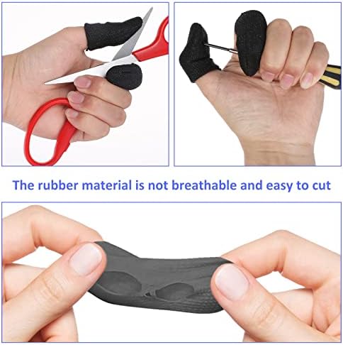 TIESOME 12 PCS Finger Cots Cut Resistant Protector, Finger Covers for Cuts Reusable Gloves Life Extender Anti-Slip Cut Resistant Finger Protectors for Kitchen Work Sculpture Supplies (Black)