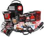 Survival First Aid Kit with Israeli Bandage, Chest Seal, Tourniquet, Splint, Tactical Military Combat Molle IFAK for Wound Care, Bleeding Control, Trauma Hemorrhage and More (Black)