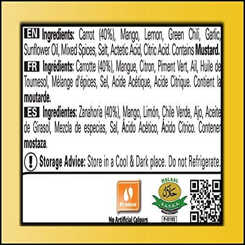 Shan Carrot Pickle 10.58 oz (300g) - Pickled Carrot in Oil - Rich Blends of Spices - Perfect Accompaniment to Everyday Meals - Suitable for Vegetarians - Airtight Pet Jar