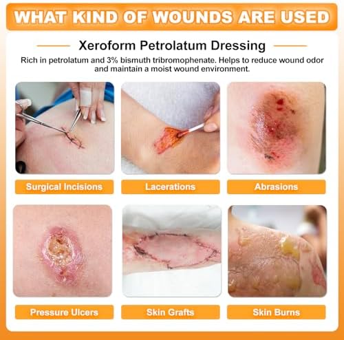 Carbou Medical Xeroform Petrolatum Dressing 5"x9", 25 Individual Pack, Non-Adherent Gauze Pads, Soft Fine Mesh Gauze Patch for Wound Care, Burns, Lacerations, Skin Grafts & Surgical Incisions