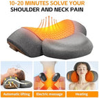 3-in-1 Neck Massager Pillow, Neck Massager for Pain Relief Deep Tissue, Massage Pillow with Heat, Vibration & Airbag Traction, 3D Ergonomic Cervical Hump Corrector Massage for Home Office