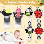 URMYWO Wrist Rattles for Baby - Rattle Socks - Foot Finder Set - High Contrast Black and White Baby Toys for 0-12 Months Infant - Newborn Essentials - Sensery Toys for Boys and Girls as Shower Gifts
