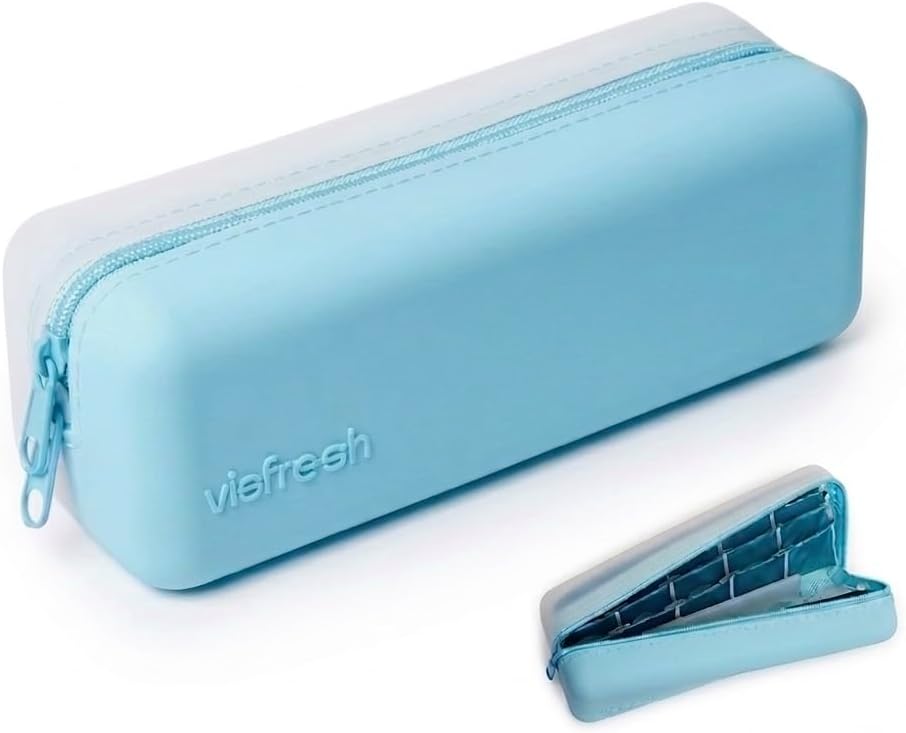 Disposable Daily Contact-Lens Case Organizer, Travel-Friendly, Premium Quality, Water-Resistant Silicone Case with Clearly Labeled R & L, Storage up to 30 lenses (Blue)