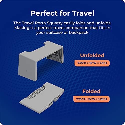 Squatty Potty Porta Traveler Foldable Toilet Stool for Travel, 7" Height, Gray