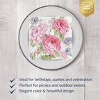 PAW - 100 Pack Floral Cocktail Napkins 5'' x 5'', Disposable Beverage Napkins with Pink Flowers Motive, Paper Towels for Wedding, Birthday, Bridal, Party, Decoupage, Decorative Supplies