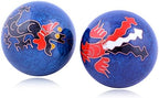 fengshuisale Feng Shui Chinese Health Balls (Blue with Phoenix and Dragon) 3.8cm/1.5" Red String Bracelet