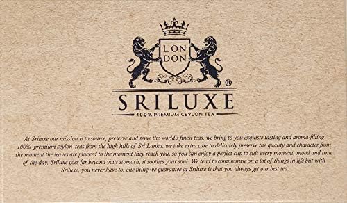 SRILUXE - Premium Quality Ceylon Organic Green Tea Bags | Sri Lankan Luxury Tea | Exquisite Taste & Aroma | Freshly Harvested 100% Natural Tea | Detox Tea High in Antioxidants (50 Tea Bags)
