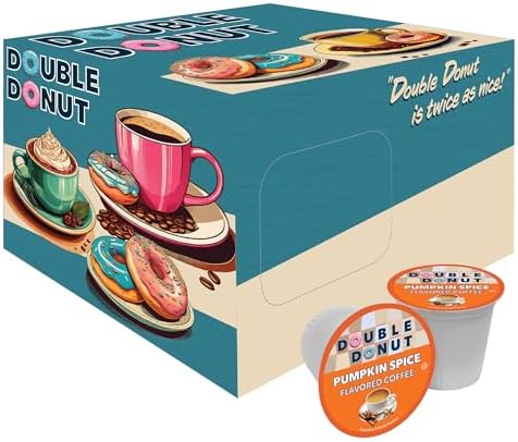 Double Donut Coffee Pumpkin Spice Coffee Pods, Single Serve Coffee for Keurig K Cups Machines, Medium Roast Pumpkin Pods, 100 Count
