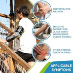 Komzer Hinged Elbow Brace,Adjustable Post OP ROM Elbow Brace with Sling Stabilizer Splint Arm Injury Recovery Support After Surgery (Left)