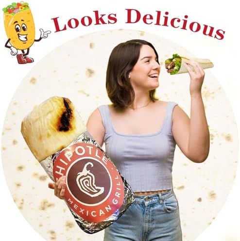 Jorbest Burrito Tortilla Throw Blanket Birthday Gifts for Women Men Teen Boys Girls, Novelty Tortilla Food Blanket Funny Gifts for Adult Kids, 285 GSM Soft Flannel Taco Blanket (Yellow, 60 inches)
