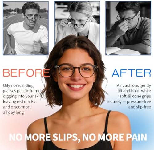 Air Chamber Anti-Slip Nose Pads for Glasses - Soft Silicone Airbag Adhesive Cushions, 30pcs Eyeglasses Nose Pad, Lightweight Eyewear Accessories, Full-Frame Compatible, Comfort Fit Design (Black)