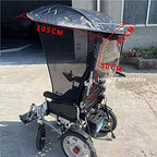 Electric Wheelchair Umbrella Canopy Awning Adjustable Wheelchair Umbrella Sun Shade Rain Covers Side Gauze Breathable U-V Resistant Protection Umbrella Stand for Most Wheelchairs