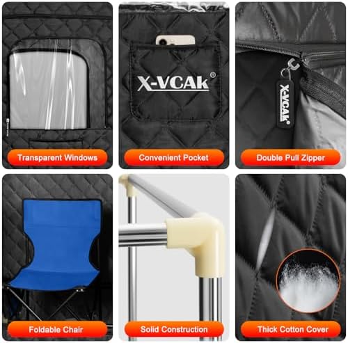 Upgraded Portable Sauna for Home，Relaxation, Steam Sauna for Home with Steamer, Remote Control, Folding Chair, 9 Levels