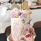 32 PCS Boho Cake Topper Flower Palm Leaves Cake Decorations for Bohemian Wedding Baby Shower Birthday Party Supplies (Boho)