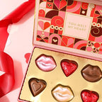 Valentine's Day Chocolate Card Gift Box, 6 Individually Wrapped Chocolates, Food Sweets Candy Gift, Romantic Gift for Wife, Girlfriend, Mom, Love, Women, Bonnie and Pop