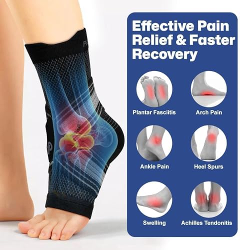 PAPLUS 2 Pairs Ankle Braces for Men & Women Plantar Fasciitis Relief- Adjustable Ankle Support for Foot Pain, Achilles Tendonitis Brace - with Removable Strap for Swelling Black