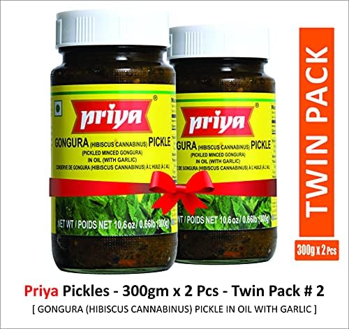 Priya Pickle Twin Pack - Gongura(hibuscus Cannabinus) Pickle (2 x 300 gm)