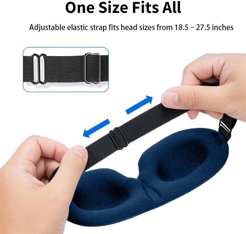 Sleep Mask for Back and Side Sleepers 2 Pack, 3D Light Blocking Eye Mask for Sleeping, Zero Pressure Eye Cover for Women and Men, Lightweight Breathable Night Blindfold Navy Blue