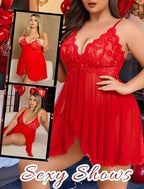 Avidlove Plus Size Lingerie for Women Sexy Lingerie Dress Lace Babydoll Lingerie V-Neck Open Front Strap Nightdress