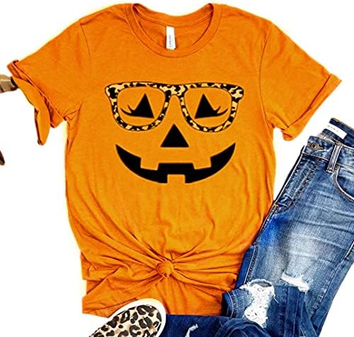 Halloween Pumpkin Shirt Women Funny Jack-O-Lantern Pumpkin Shirts Dancing Skeleton Ghost Halloween Thanksgiving Shirt