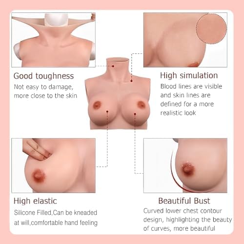 Realistic Silicone Breastplate with Liquid Silicone Filling, Professional Breast Forms for Crossdresser & Cosplay