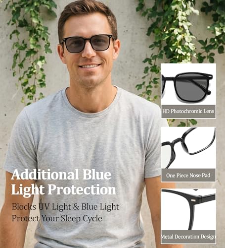 Reading Glasses for Women Men 3 Pack Blue Light Blocking Photochromic Lens Readers UV Ray Filter Sun Readers