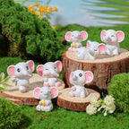 Beeveer 36 Pcs Mini Elephant Animals Miniature Figurines Toys Elephant Cake Toppers Resin Miniature Moss Landscape DIY Terrarium Crafts Ornament for Baby Shower Party Cake Decor