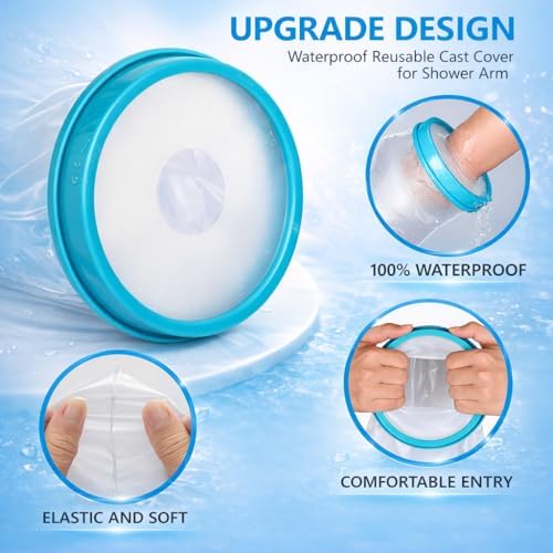 Waterproof Hand Cast Cover for Shower Adult, Reusable Watertight Wrist Protector for After Surgery Broken Hand Finger, Medical Grade Comfortable Bandage Sleeve Bag for Burns Wound [2026 Upgrade]