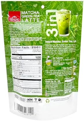 Ranong Tea, 3 in 1 Instant Matcha Green Tea Latte, net weight 160 g (Pack of 1 piece) / 8y KK