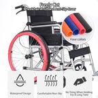 Wheelchair Push Rim Covers, 24/22/20 Inches Wheelchair Rim Covers Non-Slip Rear Wheel Grips Accessories, Wear-Resistant Silicone Wheelchair Hand Push Cover Cuttable(Black-1pcs)