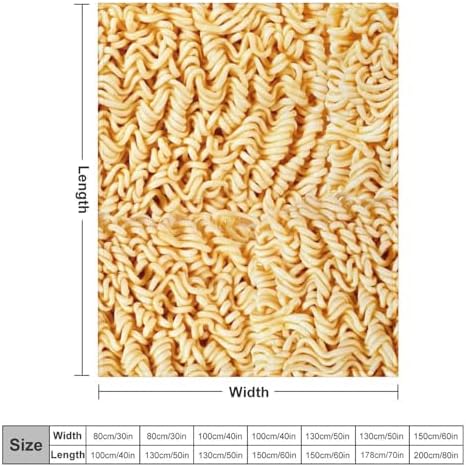 Ramen Noodles Throw Blanket for Teens Boys Girls and Adults Soft Warm Cozy Funny Midweight Food Flannel Blankets for Couch Sofa Bed Camping Travel Home Decor 40" X 50"