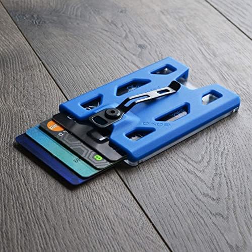 GOVO T4 Badge Holder/Wallet - Durable Polycarbonate ID/Credit Holder with Metal Clip and 4 Cards Slot (Holds 1 to 4 Cards) (Blue)