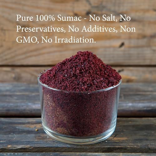 The Spice Way - Pure 100% Sumac, No Salt, no GMO, no Irradiation, Spice Seasoning Powder 8 oz (resealable bag) (Sumak)
