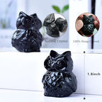 1.9 Inch Black Obsidian Owl Statue, Healing Crystal Cute Decor Figurine, Hand-Carved Gemstone, Bedroom Office Spiritual Gift, Owl Gifts