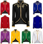 AwwwCos Men's Medieval Court Stylish Prince Jacket Gold Embroidered Suit Blazer Coat Uniform Halloween Party Cosplay