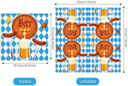 40-Piece Oktoberfest Party Napkins Set | 6.5x6.5 Inch Disposable Paper Napkins – Festive Bavarian Design for Beer Festivals, Gatherings & Celebrations
