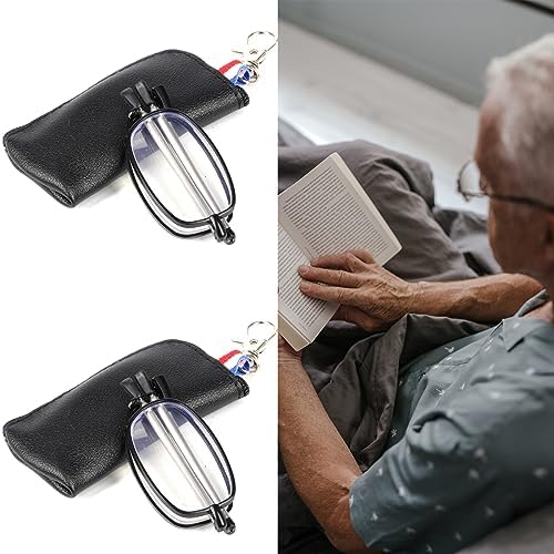 VANANA Foldable Blue Light Blocking Reading Glasses, Telescopic Glasses Legs Reader with Portable Zipper Bag Keychain (Black (2 Pairs), 2.5, multiplier_x)