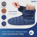 REVIX Microwavable Booties for Cold Feet Moist Heat Therapy, Heated Slippers Women & Men for Soothing Cold Foot, Microwavable Foot Warmers, Non-Slip Sole & Adjustable Fit, Navy S