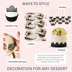 x3 Black Honeycomb Edible Sugar Cake Lace Strips - Ready to Use Handcrafted Decoration with 3D Effect.