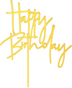 Gold DIY Happy birthday Cake Topper Acrylic Happy Birthday Cake Sign Party Decorations Supplies(Gold 1)