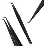 CEC isolation tweezers eyelash extensions Curved Degree Tweezers for Isolation Lash Extensions 14cm Best for Individual Isolation & Classic Lashes Japanese Stainless Steel Eyelash Twisers (Black)