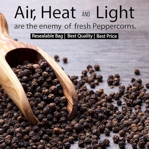 The Spice Lab Black Tellicherry Peppercorns for Grinder Packed in the USA - Steam Sterilized Kosher Non-GMO All Natural Black Pepper 5015 (18 Oz)