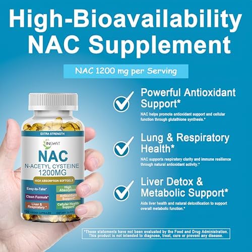 NAC Supplement N-Acetyl Cysteine | High Absorption NAC 1200mg Softgels for Liver & Kidney Detox, Immune Support & Antioxidants | Vegan Capsules | 2 Month Supply | Non-GMO | Gluten Free | 120 Count