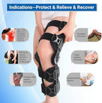 ROM Knee Brace with Shoulder Strap - Hinged Post OP Knee Brace Immobilizer Leg Braces Orthopedic Patella Knee Support Orthosis for ACL, PCL, MCL Injury, Meniscus Tear, Adjustable for Left and Right Leg