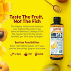 Barlean's Omega 3 Fish Oil Liquid Supplement with Vitamin D for Men and Women, 1080mg of EPA and DHA Fatty Acid, Promotes Brain & Heart Health - Non-GMO, Mango Peach, 8 oz