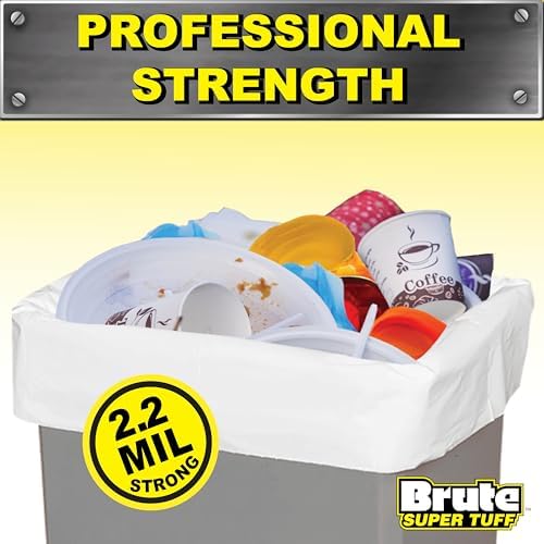 Brute Super Tuff Heavy Duty 2.2 MIL Kitchen Compactor Bags, Twist Tie Closure, White, Clean Fresh Scent with Odor Protect Technology, 20 Gallon, 20 Count