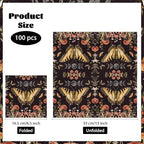 100Pcs Retro Black Butterfy Paper Napkins 3-ply 6.5" x 6.5" Disposable Farmhouse Moon Large Dinner Size Napkins Black Gothic Square Beverage Napkin for Seasonal Autumn Kitchen Supplies