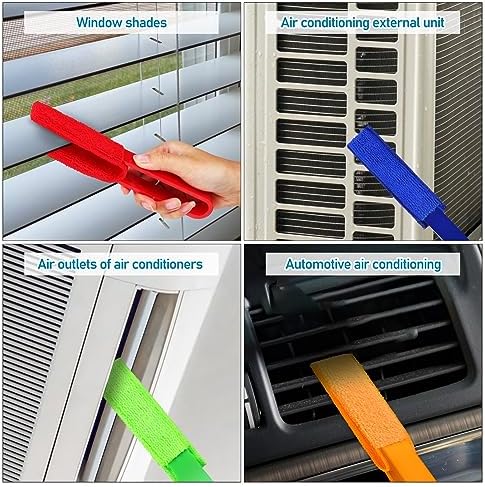 Lurrose 4 Pack Blinds Duster, Window Blind Cleaner Duster Brush with Microfiber Sleeves Blinds Cleaning Tools for Window Fans