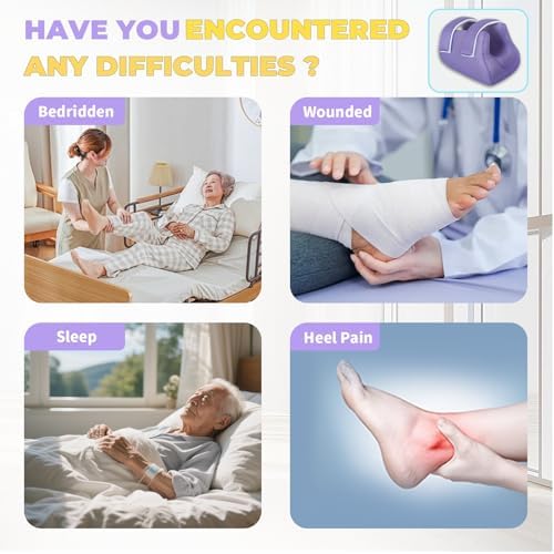 3D Heel Protectors Bed Sore Pillow Cushion for Pressure Sores,Foot Pillows Support Boot for Bedridden Patients Supplies（Purple Pack of 1）